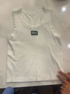 Daily Drills White Tank Top with Small Logo